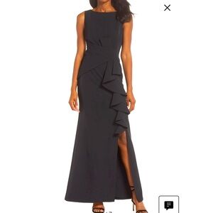 Eliza J Nordstrom Black Toe Dress Wedding Prom size 0 Ruffle Front Gown